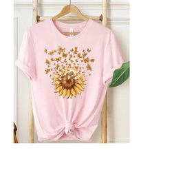 sunflower butterfly shirts, sunflower shirt, butterfly tee, mothers day gift shirt, flowers gift t-shirt, botanical shir
