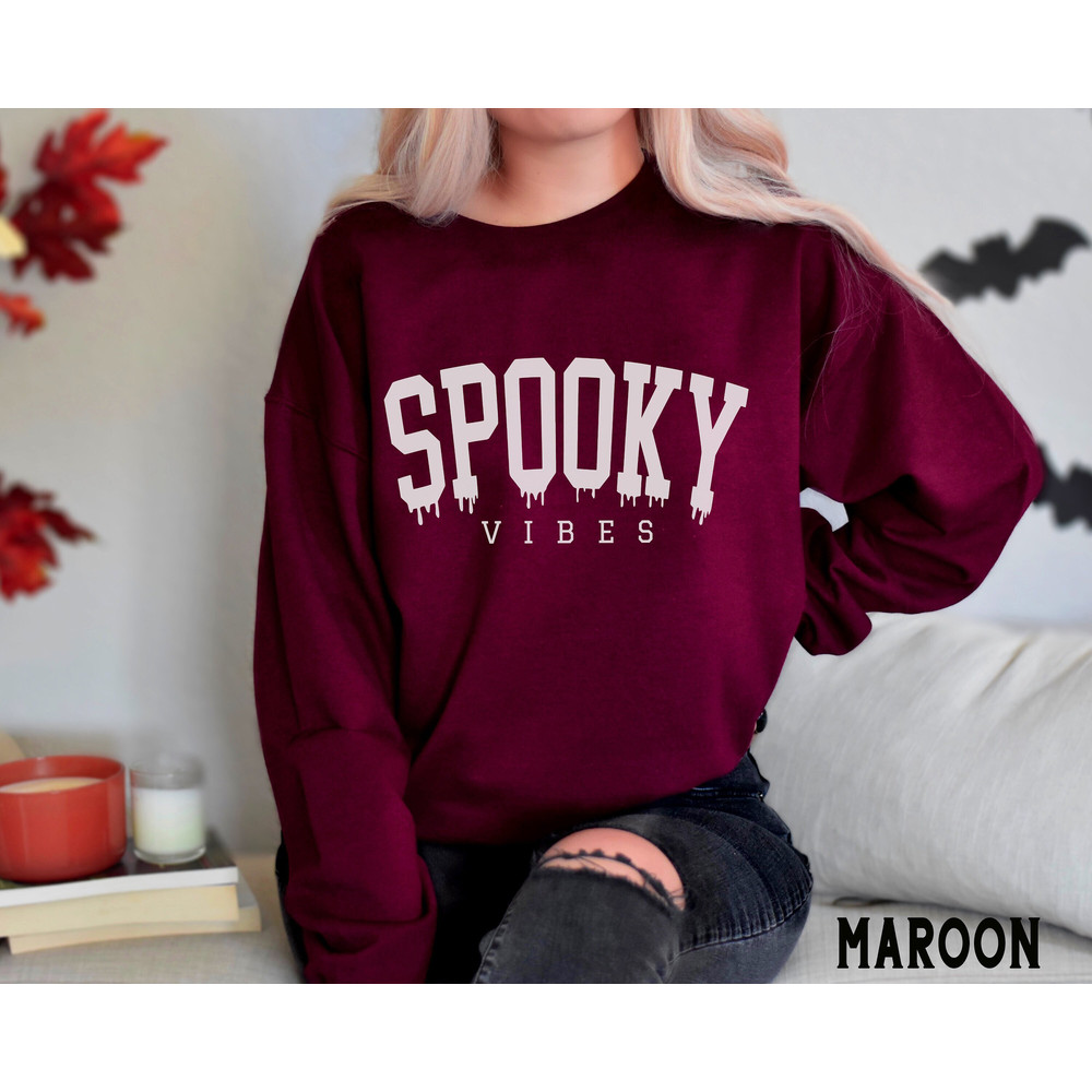 Halloween Sweatshirt, Spooky Vibes Hoodie, Orange Ink, Vintage Halloween Crewneck, Retro Halloween Hoodie, Spooky Season Fall Sweatshirt 2.jpg