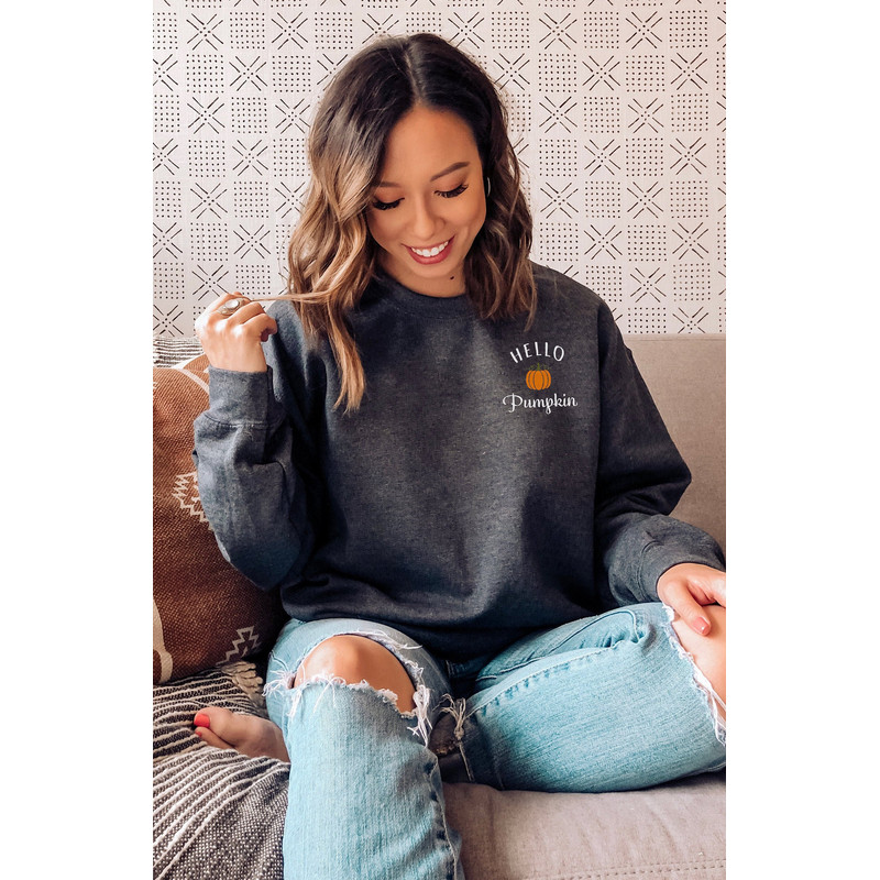 Hello Pumpkin Cute Fall Sweatshirt  Hello Pumpkin Sweatshirt  Fall Sweatshirt  Fall Pumpkin Shirt  Thanksgiving Sweater  Unisex Crew.jpg