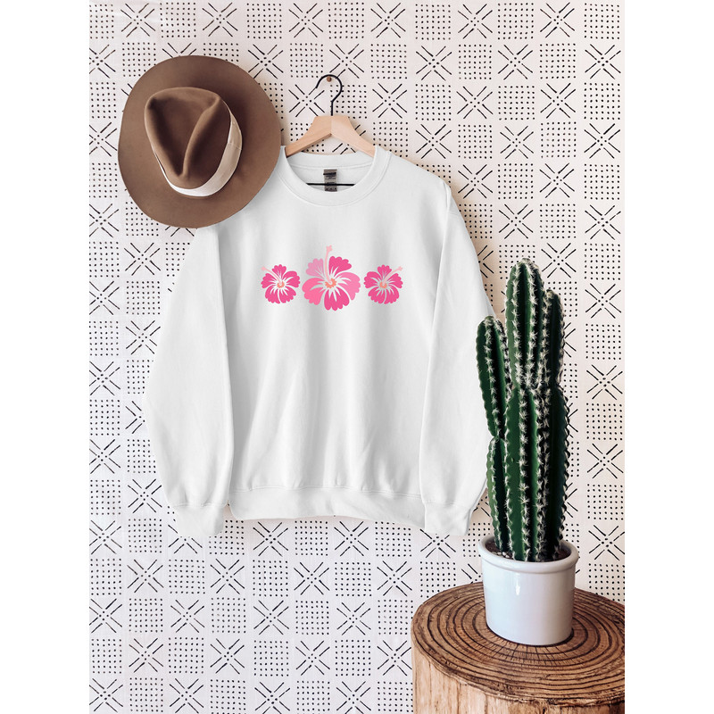 Hibiscus Sweatshirt, Hawaiian Sweatshirt, Retro Sweatshirt, Summer Sweatshirt, Surfer Girl, Aesthetic Clothing, 90s Sweatshirt.jpg