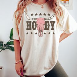 howdy shirt, boho bull skull shirt, comfort colorsr, longhorn skull western tee, cowgirl shirt, country shirt, western c