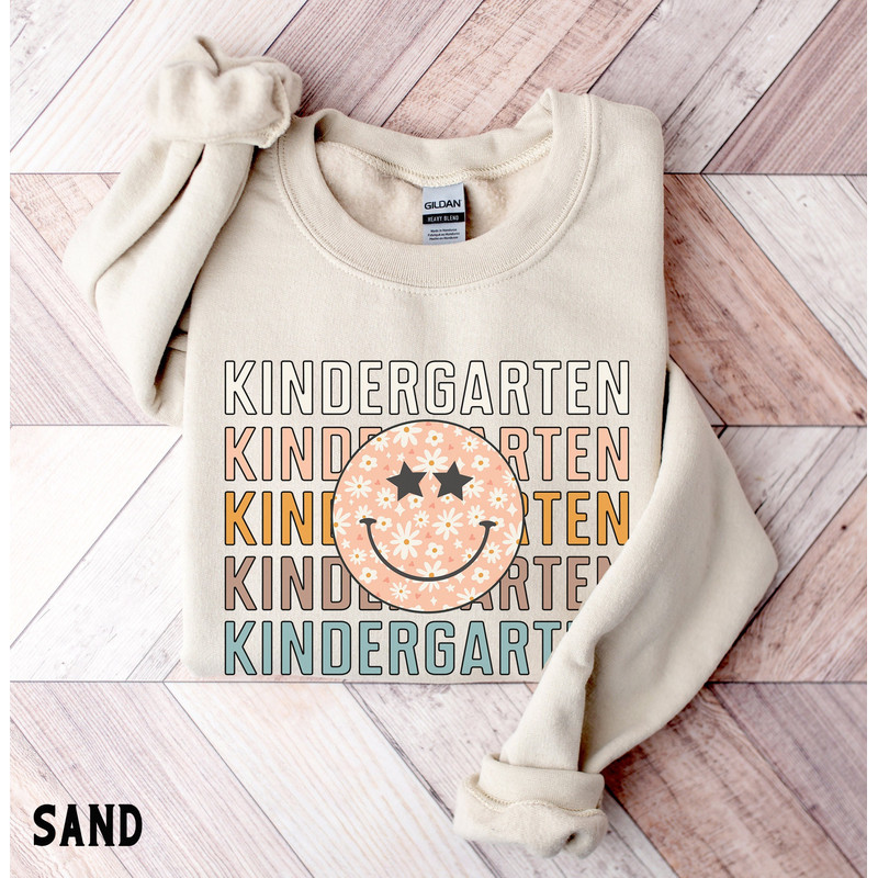 Kindergarten Teacher Sweatshirt, Retro Teacher Shirt, Kindergarten Team Crewneck, Back to School Sweatshirt, Retro Kindergarten Sweatshirt.jpg