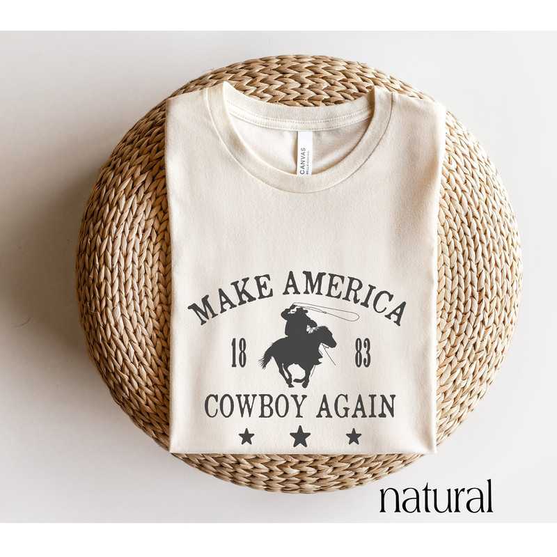 Make America Cowboy Shirt, 4th of July Patriotic Tee, Yellowstone Shirt, Western Shirt, Rodeo Shirts, Cowgirl Shirt, Country Western Gift 1.jpg