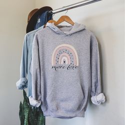 more love hoodie sweatshirt, womens graphic rainbow hooded sweatshirt, be kind inspirational boho sweatshirt, gift for h