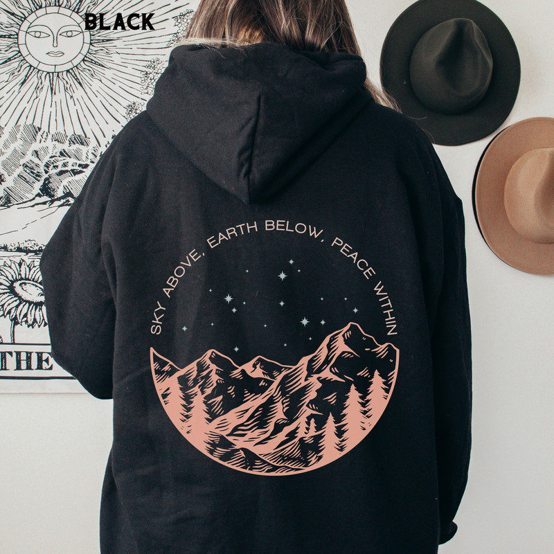 Nature Zip Up Hoodie, Camping Hiking Outdoor Hoodie, Sky Above Earth Below Hooded Jacket, Positive Inspirational Zip Up Hooded Sweatshirt.jpg