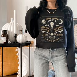 ouija board, halloween sweatshirt, fall sweatshirt, oversized, spirit board, skull graphic sweatshirt, mystical, celesti
