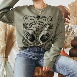 ouija board, halloween sweatshirt, witchy vibes sweatshirt, hamsa hands, celestial, skull sweatshirt, boho halloween 1