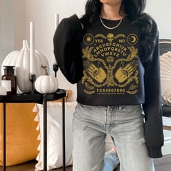 ouija board, halloween sweatshirt, witchy vibes sweatshirt, hamsa hands, celestial, skull sweatshirt, boho halloween 2