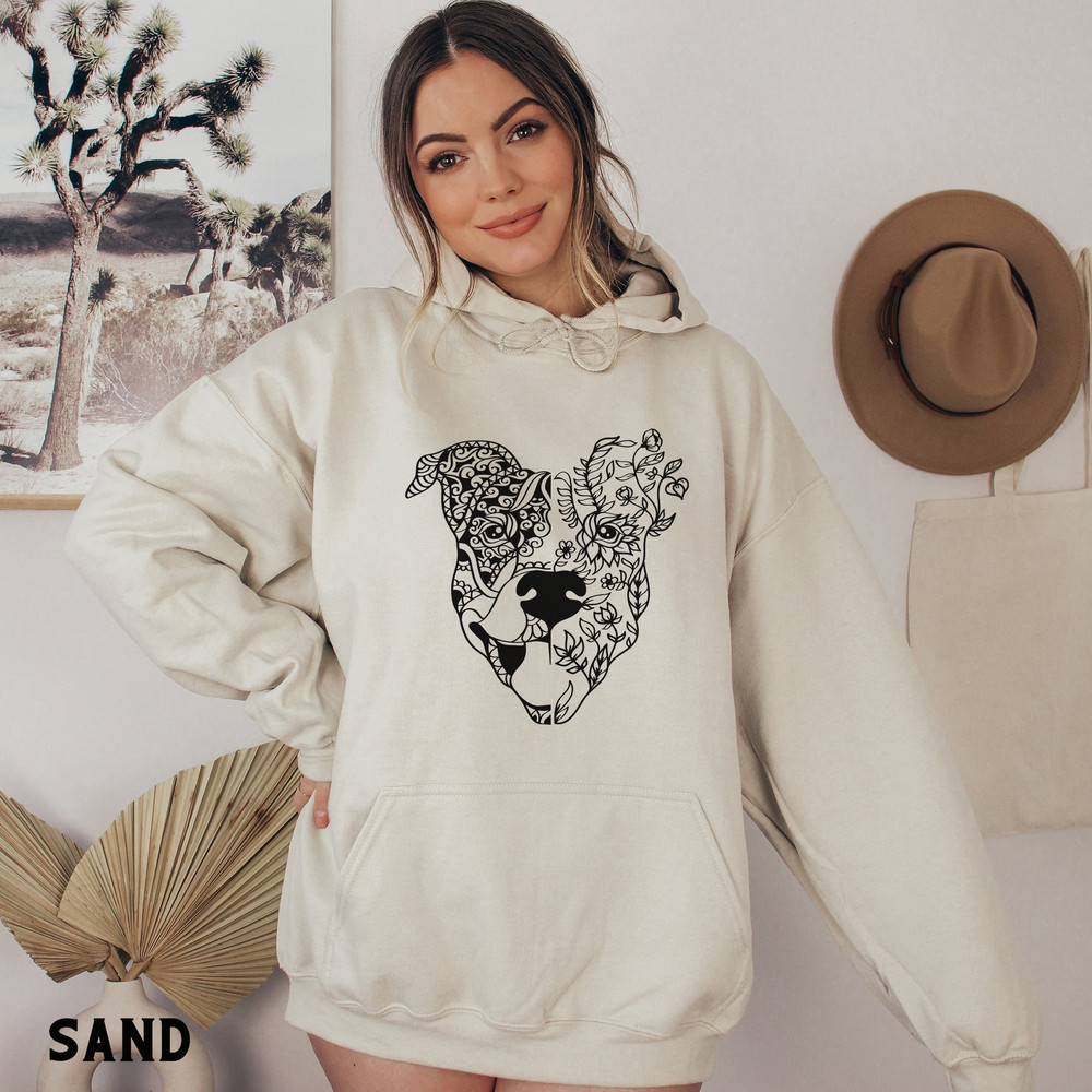 Pit Bull Flower Mama Sweatshirt, Pitbull Mom Hoodie, American Pitbull Rescue Lover Gifts, Dog Mom Gift, New Puppy Announcement Sweater.jpg