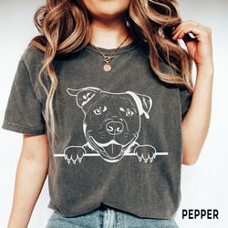 pit bull shirt, pitbull peeking t shirt, comfort colors, pitbull mom dog dad shirt, funny gift for new pitbull dog owner