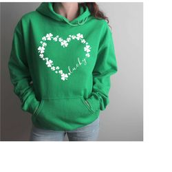 heart shamrock sweatshirt, love clover hoodie, shamrock sweatshirt, st patrick's day sweatshirt, st. patrick's day gift,