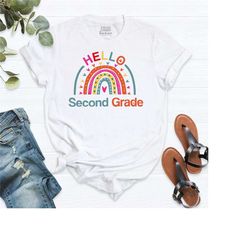hello second grade shirt, second grade teacher shirt, first day of school shirt, gift for teachers, 2nd grade t-shirt, b
