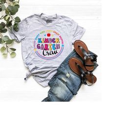 kinder garten crew shirt, kindergarten teacher t-shirt, funny teacher tee, 1st day of school t-shirt, teacher life shirt