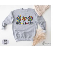 peace love autism sweatshirt, autism sweatshirt, autism mom, autism awareness, puzzle sweatshirt, special education, be