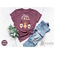 hello fall shirt, gnome hello shirt, gnome pumpkin shirt, fall shirt, cute fall tee, thanksgiving shirt, trendy fall shi