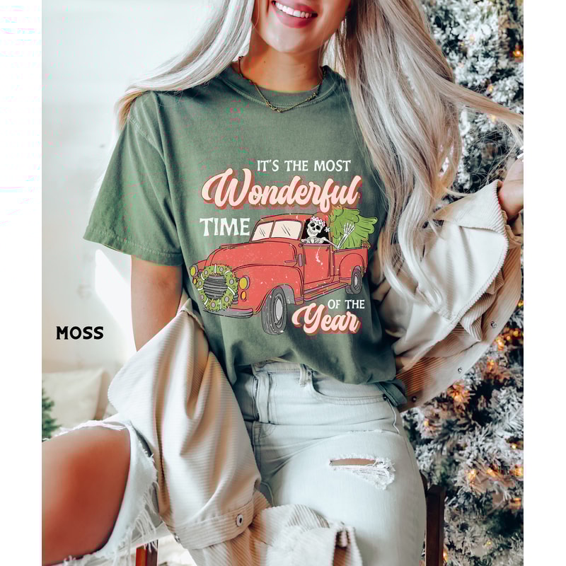 Comfort ColorsĀ® Christmas Shirt, Most Wonderful Time Year Skeleton T Shirt, Retro Christmas Tee, Womens Holiday Party Shirt 1.jpg
