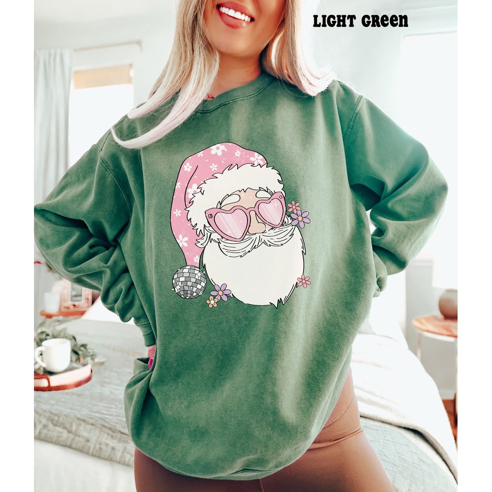 Comfort ColorsĀ® Christmas Sweatshirt for Women, Peace on Earth Christmas Groovy Santa Hoodie, Retro Christmas Crewneck Sweater.jpg