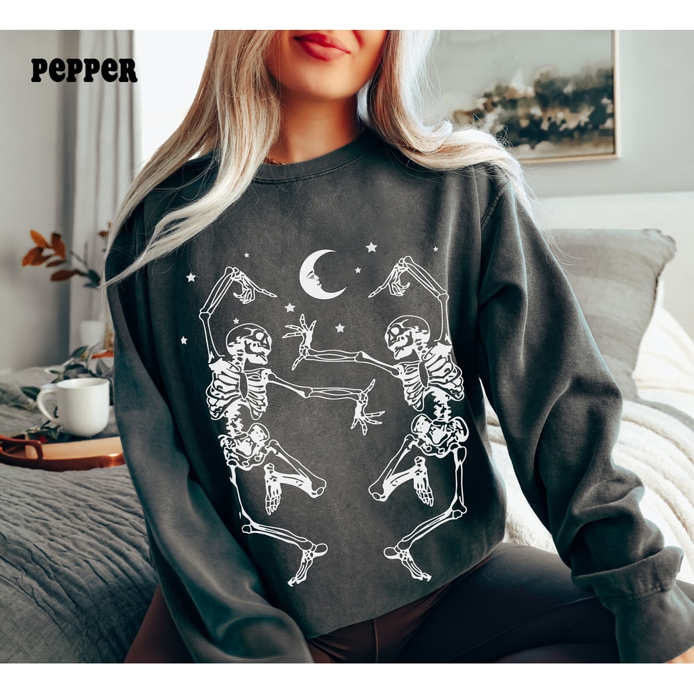 Comfort ColorsĀ® Dancing Skeletons Crewneck Sweatshirt, Dancing Skeletons Hoodie, Oversized, Spooky Season Sweatshirt, Womens Fall Sweatshirt 2.jpg