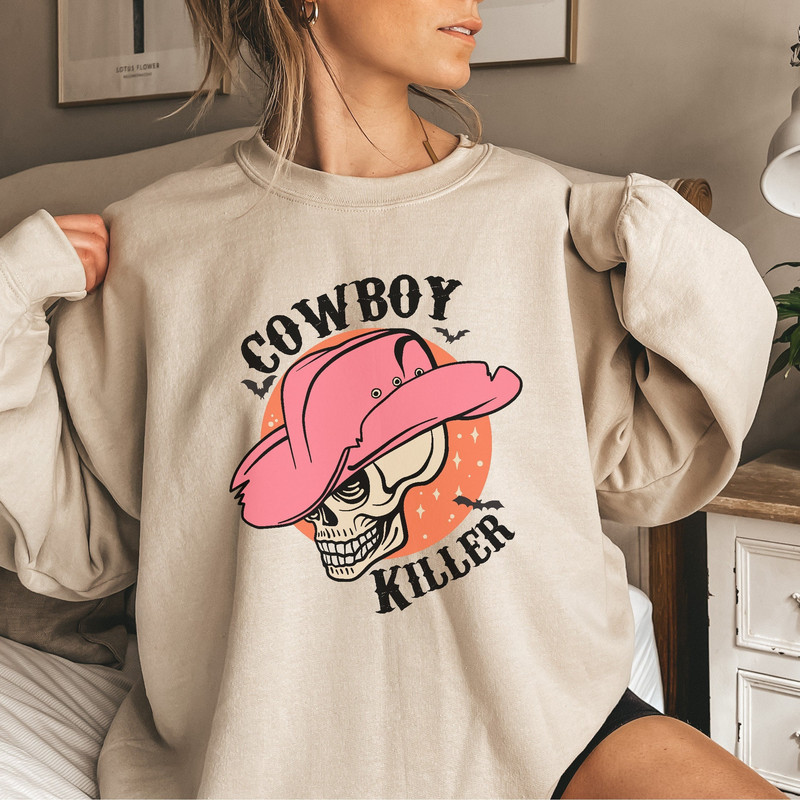 Cowboy Killer Western Sweatshirt, Skeleton Sweatshirt, Boho Country Crewneck, Cowgirl Sweater, Southern Shirts.jpg