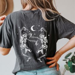 dancing skeletons, dancing skeleton, back print, comfort colorsr, oversized, halloween shirt, skeleton shirt, halloween