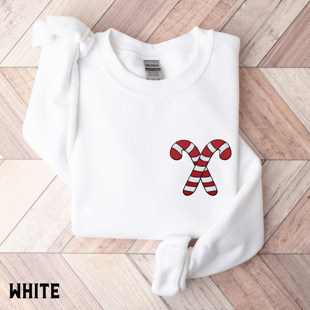 Embroidered Candy Cane Sweatshirt, Christmas Sweatshirt for Women, Holiday Party Crewneck Sweater, Festive Winter Pullover, Christmas Shirts.jpg