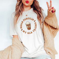 fall coffee shirt, pumpkin spice shirt, hello pumpkin tee, cute fall tshirt, pumpkin spice latte shirt, womens fall fash