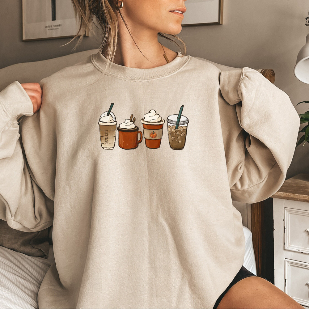 Fall Coffee Sweatshirt, Fall Crewneck, Pumpkin Spice Sweatshirt, Cute Fall Sweatshirt for Women, Pumpkin Spice Latte, Thanksgiving Sweater 1.jpg