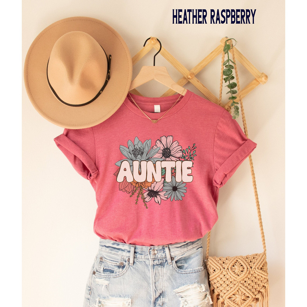 Floral Auntie Shirt, Cottagecore Auntie T Shirt, Flower Graphic Tee, New Aunt Gift, Gift for Sister, Pregnancy Announcement 1.jpg