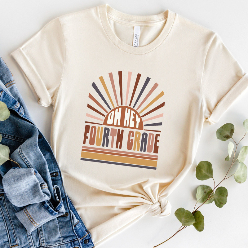 Fourth Grade Shirt, Oh Hey 4th Grade Shirt, Retro Sunrise, 2023 4th Grade Teacher Team Shirts, Vintage Back to School Shirt, Teacher Gift.jpg