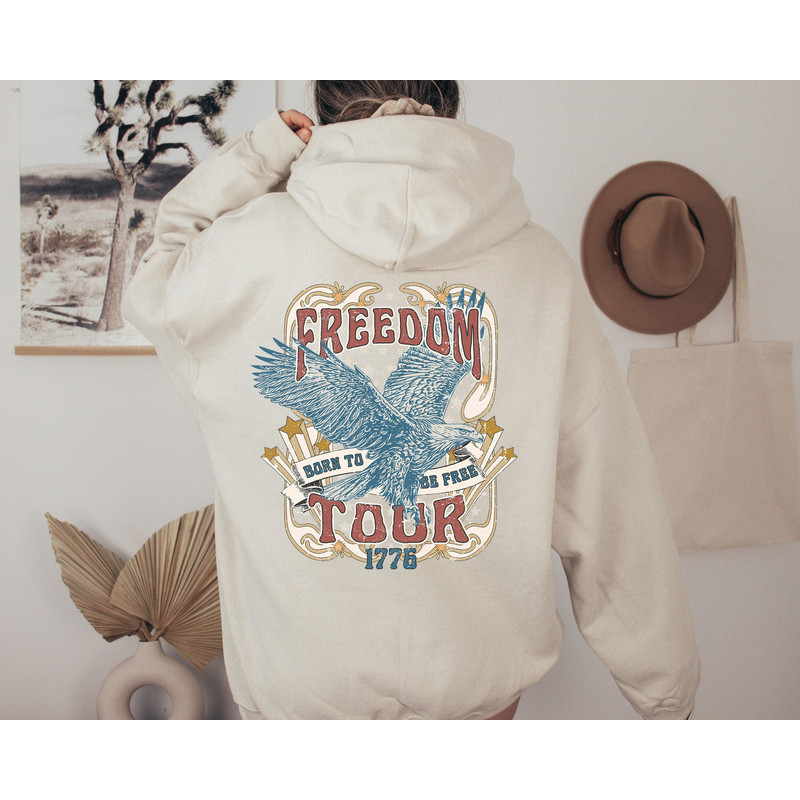 Freedom Tour America Sweatshirt, 4th of July Hoodie, Team USA Memorial Day Sweatshirt, Boho, Oversized Vintage Patriotic Hoodie 1.jpg