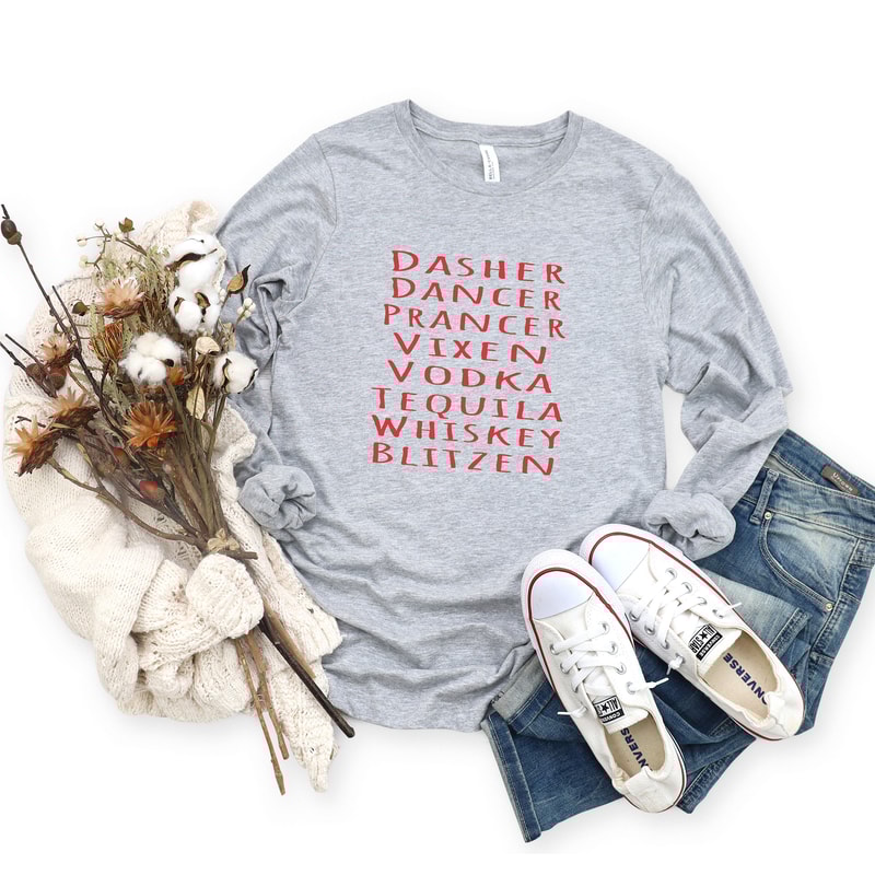 Funny Christmas Shirt, Reindeer Drinking Alcohol Shirt, Christmas Party Shirt, Unisex Tee.jpg