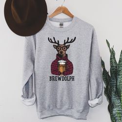 funny christmas sweatshirt, beer lover christmas hoodie, reindeer christmas holiday party crewneck sweater, christmas dr