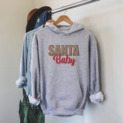 funny christmas sweatshirt, leopard santa baby hoodie, christmas sweatshirt women, animal print, holiday party top, holi