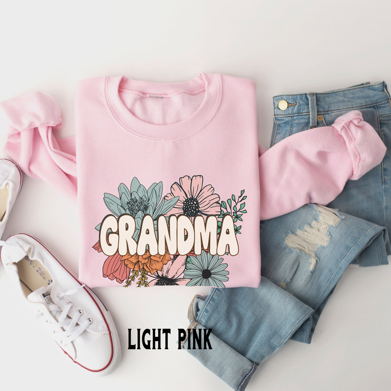 Grandma Sweatshirt, Floral Grandma Crewneck, Grandma Gift, Family Baby Announcement, Pregnancy Announcement, Mother's Day Shirts 1.jpg