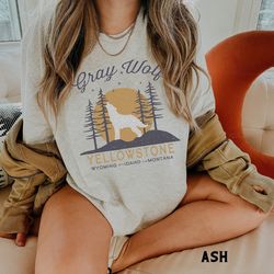 gray wolf shirt, yellowstone park shirt, camping hiking tshirt, outdoor lovers, nature tee, wild west shirt