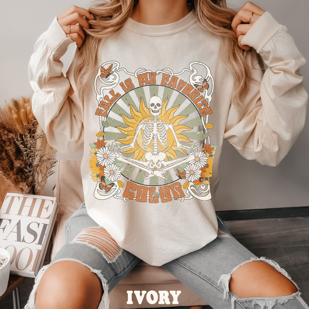 Halloween Comfort ColorsĀ® Long Sleeve Skeleton Shirt, Fall Favorite Halloween Shirt for Women, Vintage Halloween Tee, Womens Fall Shirts.jpg