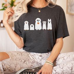 halloween ghost dog shirt, cute halloween tee, spooky season funny dog lover gift, trick or treat party tshirt, matching