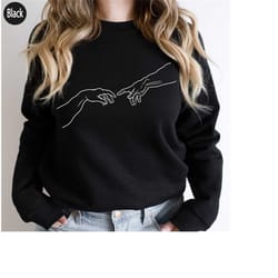 creation of adam shirt, renaissance design tee, fine art crewneck, god adam hands, adams creation shirt, g5055