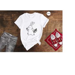 rabbit shirt, cute bunny shirt, easter bunny shirt, ladies easter bunny, happy easter shirt,  bunny lover gift, rabbit m
