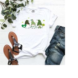 st. patrick's day shirt, irish gnomes shirt, shamrock lucky day t-shirt, patrick day gnome shirt, women holiday four lea