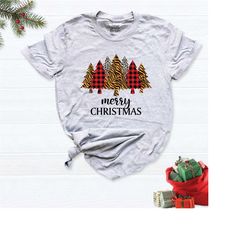 christmas shirt, merry shirt, christmas tree shirt, colorful trees christmas t-shirts, noel party shirt, winter leopard