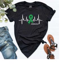 cerebral palsy shirt, cerebral palsy awareness shirt, cerebral palsy heartbeat shirt, green ribbon cerebral palsy suppor