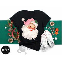 santa shirt, santa christmas shirt, santa pink hat shirt, women christmas santa shirt, cute santa shirt, santa christmas