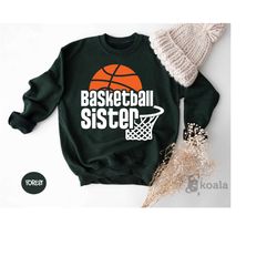 basketball sister sweatshirt, basketball heart sweatshirt, sports lover sweatshirt, basketball lover sweatshirt, love ba