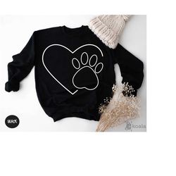 heart paw sweatshirt, dog paw print sweatshirt, dog mom sweatshirt, dog love sweatshirt, paw love sweatshirt, paw print
