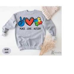 peace love autism sweatshirt, autism sweatshirt, autism awareness, be kind puzzle sweatshirt, puzzle pieces sweatshirt,
