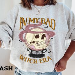 bad witch era halloween sweatshirt for women, skull crystal ball witch hoodie, spooky girls aesthetic crewneck, hallowee