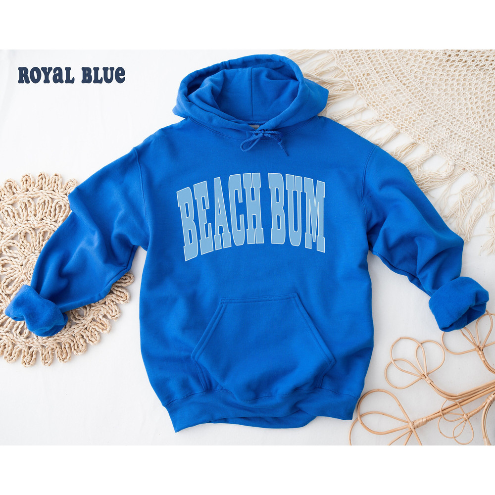 Beach Bum Sweatshirt, Oversized, Varsity Lettering Beach Hoodie, Matching Family Beach Vacation Group Sweatshirts, Beach Ocean Lover Gift.jpg