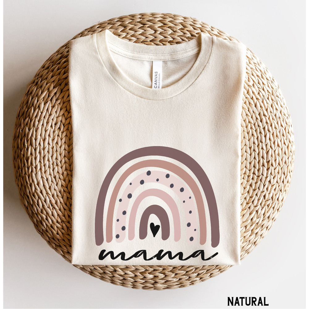 Boho Rainbow Mama Shirt, Mom Shirt, Retro Mama Tee, Mommy Shirt, Gift for New Mom, Pregnancy Announcement, Gender Reveal Shirt.jpg
