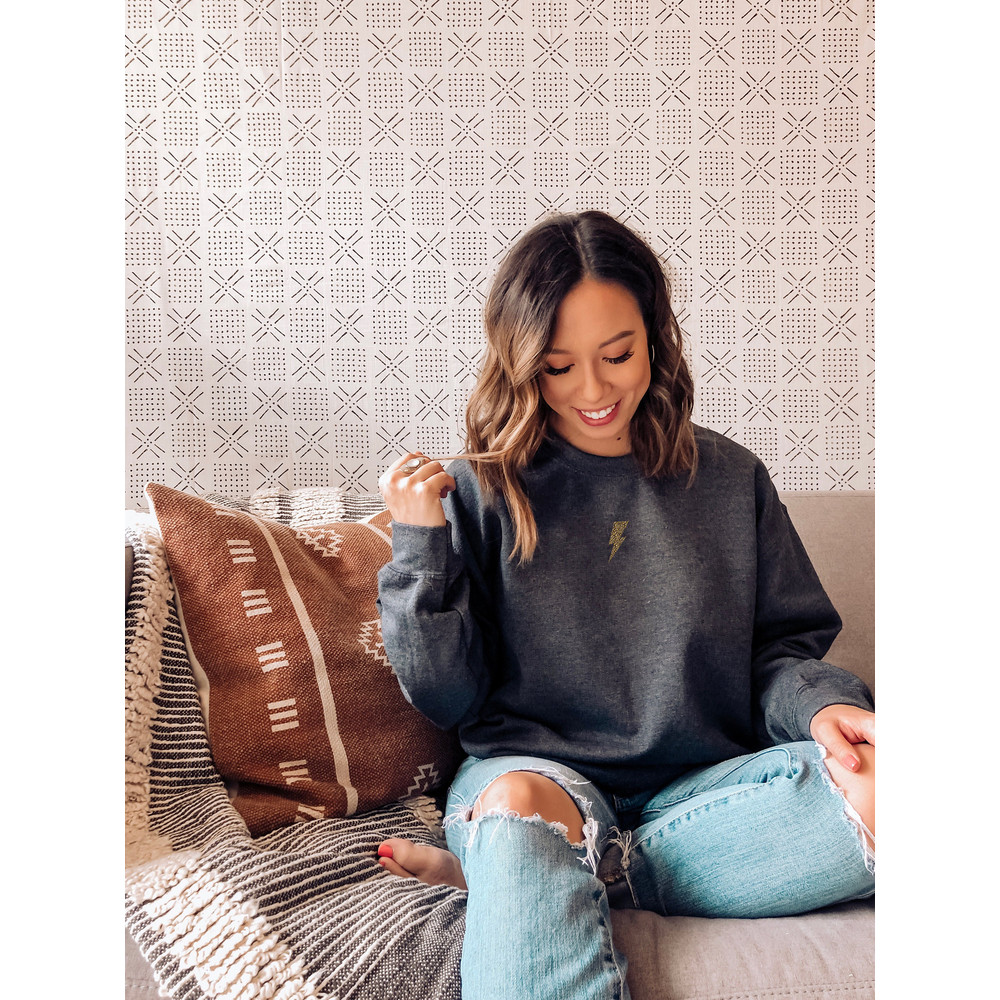 Cheetah Lightning Bolt Unisex Sweatshirt  David Bowie Inspired Lightning Bolt Crew Neck Sweatshirt  Women's Loungewear.jpg